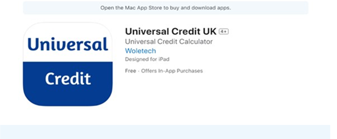 Example of the fake Universal Credit app