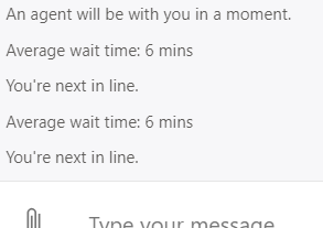 Image showing notification of average wait time and where the user is in the queue